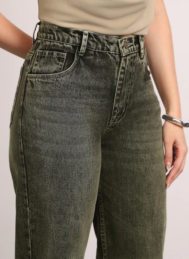 Urbano Fashion  Urbano Fashion Women's Light Grey High Rise Straight Fit Washed Jeans Non-Stretchable for Women | Best Price UAE
